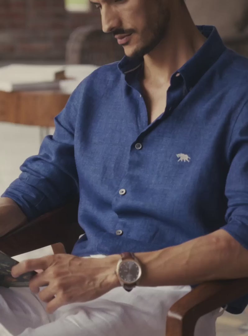 Liberty Navy Linen Shirt